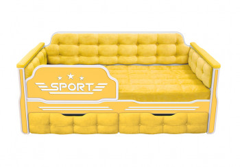 Кровать 160 серии Спорт 2 ящика 74 Жёлтый (мягкие боковые накладки) в Шахте - shahta.mebel54.com | фото
