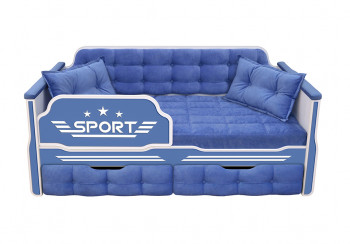 Кровать 160 серии Спорт 2 ящика 85 Синий (подушки) в Шахте - shahta.mebel54.com | фото