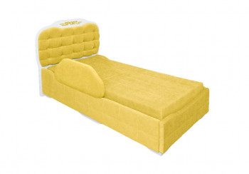 Кровать 190 Атлет Lux 74 Жёлтый (мягкий бортик) в Шахте - shahta.mebel54.com | фото