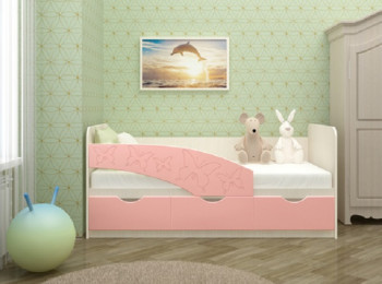 Кровать Бабочки 1,8м (Розовый металлик) в Шахте - shahta.mebel54.com | фото