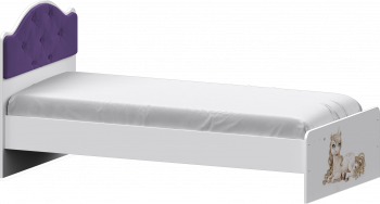 Кровать Каспер с мягкой спинкой и фотопечатью (800х2000)Белый/Фиолетовый в Шахте - shahta.mebel54.com | фото