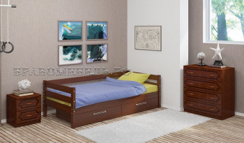 Кровать одинарная ГЛОРИЯ из массива сосны  900*2000 (Орех) в Шахте - shahta.mebel54.com | фото