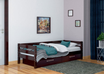 Кровать одинарная ГЛОРИЯ из массива сосны  900*2000 (Орех Тёмный) в Шахте - shahta.mebel54.com | фото