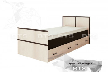 Кровать Сакура с настилом и ящиками 0,9 (Венге/Лоредо) в Шахте - shahta.mebel54.com | фото