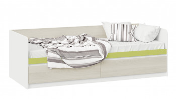 Кровать «Сканди» с 2 ящиками Дуб Гарден/Белый/Зеленый в Шахте - shahta.mebel54.com | фото