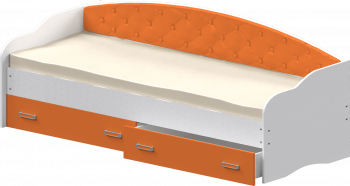 Кровать Софа-7 с мягкой спинкой (800х1900) Белый/Оранжевый в Шахте - shahta.mebel54.com | фото