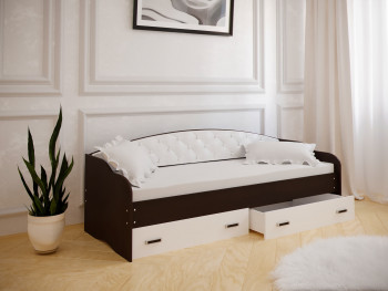 Кровать Софа-8 с мягкой спинкой (900х2000) Венге/ Белый в Шахте - shahta.mebel54.com | фото