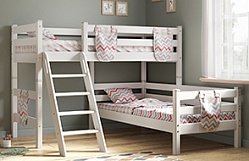 Кровать Соня вариант 8 угловая с наклонной лестницей Белый полупрозрачный в Шахте - shahta.mebel54.com | фото