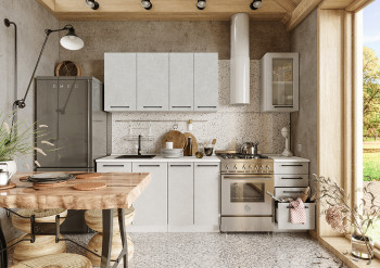Кухонный гарнитур Нувель 1800мм белый/бетон белый в Шахте - shahta.mebel54.com | фото