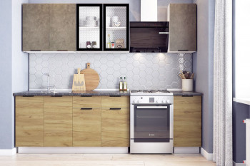 Кухонный гарнитур Стоун 2.0 (белый/камень темно-серый/акация светлая) в Шахте - shahta.mebel54.com | фото