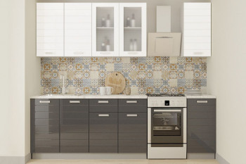Кухонный гарнитур "Виктория 2.0" белый/белый металлик/графит металлик в Шахте - shahta.mebel54.com | фото