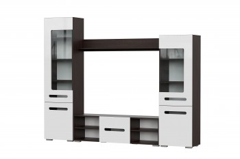 Мебель для гостиной МГС 6 (Исполнение 1/Венге/Белый глянец) в Шахте - shahta.mebel54.com | фото