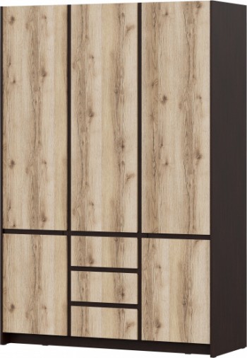 Модульная система "Прага" Шкаф для одежды трехстворчатый Дуб Венге/Дуб Делано в Шахте - shahta.mebel54.com | фото