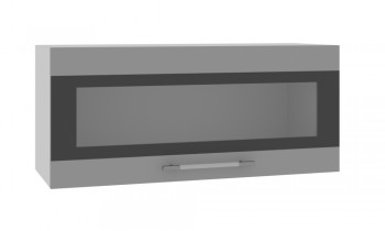 Норд ШВГС 800 Шкаф верхний горизонтальный со стеклом (Софт черный/корпус Белый) в Шахте - shahta.mebel54.com | фото