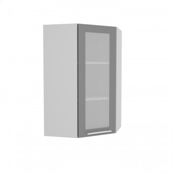 Норд ШВУС 600Н Шкаф верхний угловой (премьер) высокий (Софт черный/корпус Белый) в Шахте - shahta.mebel54.com | фото