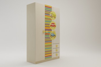 Шкаф 3-х створчатый с ящиками Клаксон (Бежевый/корпус Клен) в Шахте - shahta.mebel54.com | фото