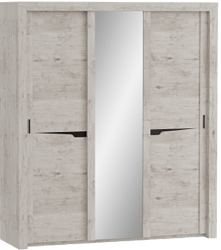 Шкаф трехдверный Соренто с раздвижными дверями Дуб бонифаций/Кофе структурный матовый в Шахте - shahta.mebel54.com | фото