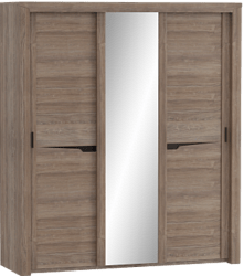 Шкаф трехдверный Соренто с раздвижными дверями Дуб стирлинг/Кофе структурный матовый в Шахте - shahta.mebel54.com | фото