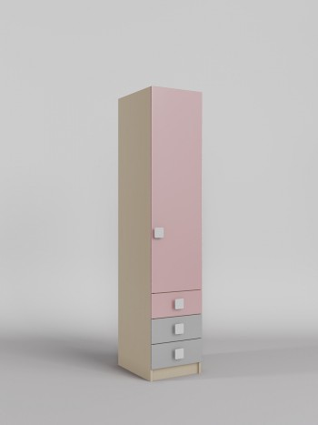 Шкаф угловой (секция с ящиками) Грэйси (Розовый/Серый/корпус Клен) в Шахте - shahta.mebel54.com | фото