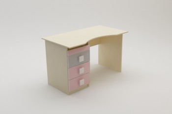 Стол (столешница с выемкой) Грэйси (Розовый/Серый/корпус Клен) в Шахте - shahta.mebel54.com | фото