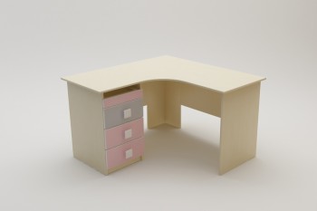 Стол угловой Грэйси (Розовый/Серый/корпус Клен) в Шахте - shahta.mebel54.com | фото