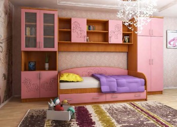 Детская Веселый пони Комплект мебели (Вишня оксфорд/Розовый) в Шахте - shahta.mebel54.com | фото